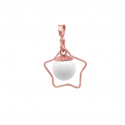 Collier avec pendentif étoile doré à l'Or rose et perle contenant votre lait maternel C02