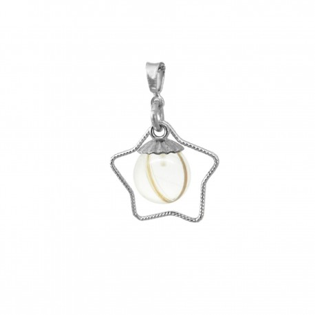 Collier avec pendentif étoile et perle contenant vos mèches de cheveux