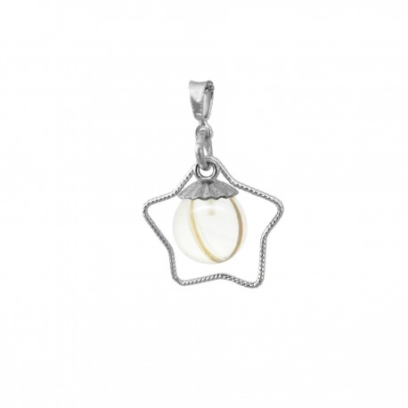 Collier avec pendentif étoile et perle contenant vos mèches de cheveux CM02