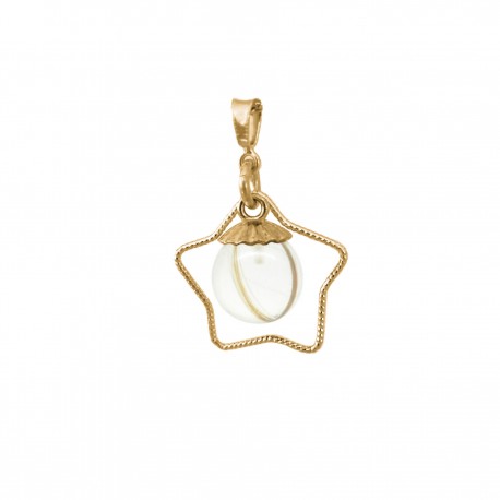 Collier avec pendentif étoile en plaqué or et perle contenant vos mèches de cheveux