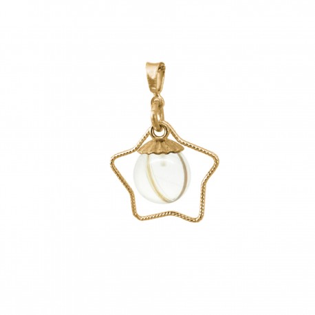 Collier avec pendentif étoile en plaqué or et perle contenant vos mèches de cheveux CM02