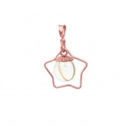 Collier avec pendentif étoile doré à l'Or rose et perle contenant vos mèches de cheveux CM02 sans lait maternel