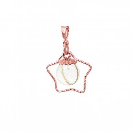 Collier avec pendentif étoile doré à l'Or rose et perle contenant vos mèches de cheveux