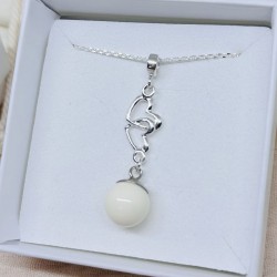 Collier avec pendentif coeur entrelacé et perle contenant votre lait maternel et/ou mèches de cheveux C40