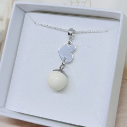 Collier avec pendentif coeur et perle contenant votre lait maternel et/ou mèches de cheveux C44