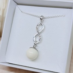 Collier avec pendentif infini & multistrass et perle contenant votre lait maternel et/ou mèches de cheveux C47