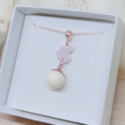 Collier avec pendentif coeur doré à l'Or rose et perle contenant votre lait maternel et/ou mèches de cheveux C44