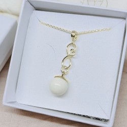 Collier avec pendentif infini & petit coeur doré à l'Or et perle contenant votre lait maternel et/ou mèches de cheveux C46