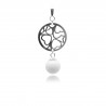 collier lait maternel meche de cheveux pendentif rond avec coeur ajoure argent 925