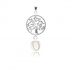 Collier avec pendentif arbre de vie et perle contenant vos mèches de cheveux