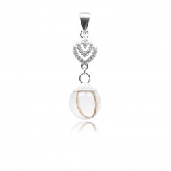 Collier avec pendentif coeur, zirconiums et perle contenant vos mèches de cheveux