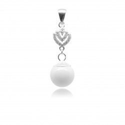 Collier avec pendentif coeur, zirconiums et perle contenant votre lait maternel C06