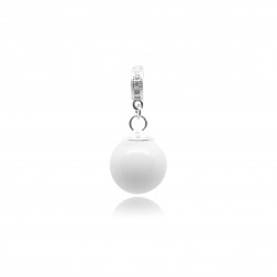 Collier avec pendentif anneau, zircons et perle contenant votre lait maternel C07