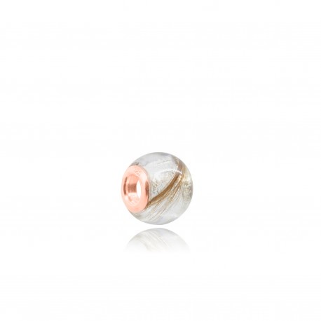 Perle adaptable Pandora doré à l'Or rose contenant vos mèches de cheveux sans lait maternel