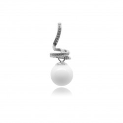 Collier avec pendentif spirale, strass et perle contenant votre lait maternel C08